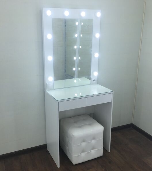 Гримерный стол с зеркалом и подсветкой 2 ящика